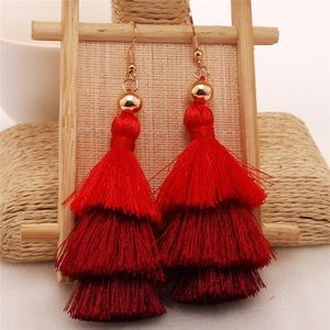 Scarlet Red Statement Fringe Earrings